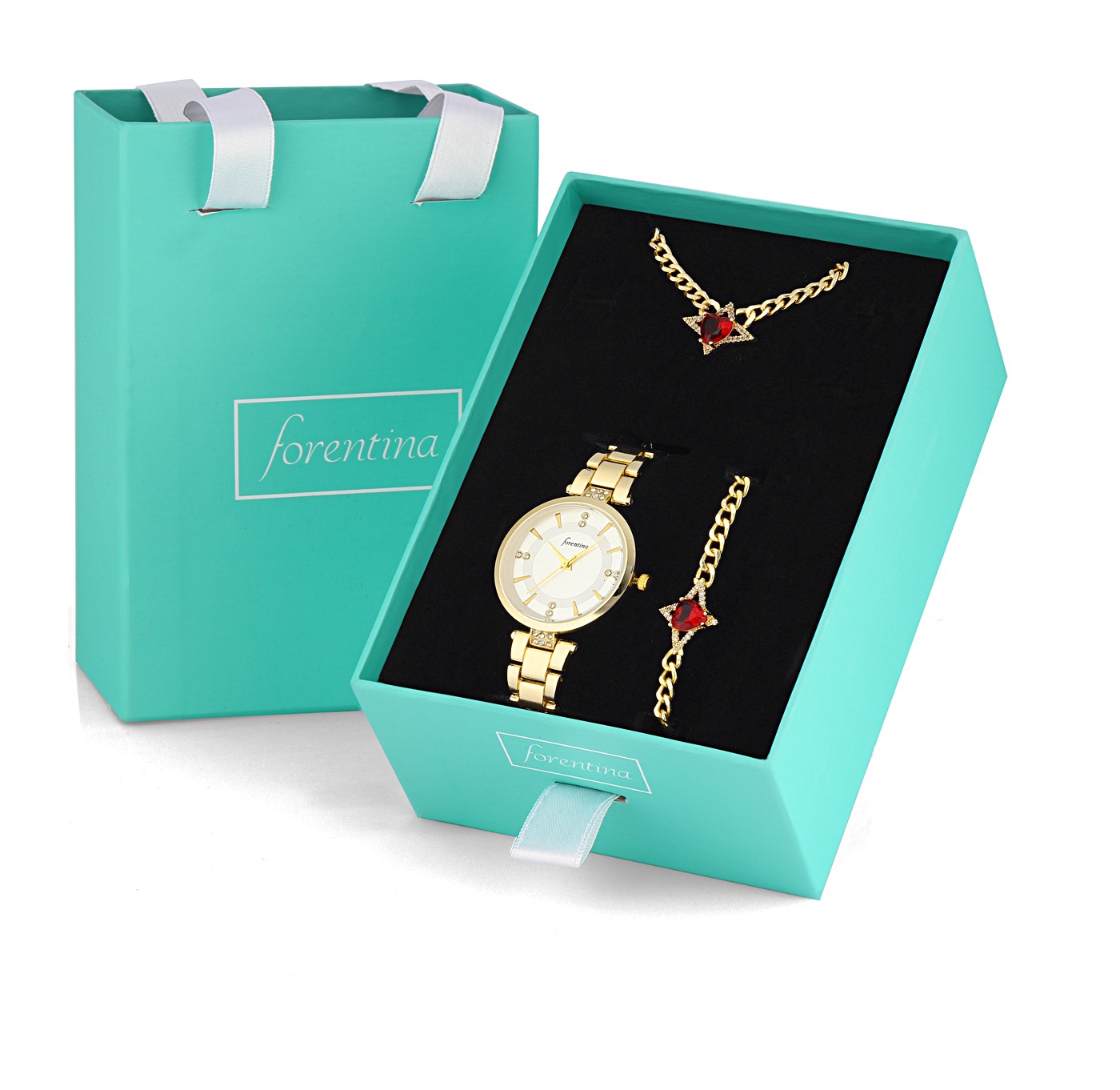 Forentina Yıldız Modeli Kolye Bileklik Saat Hediye Set PS2728