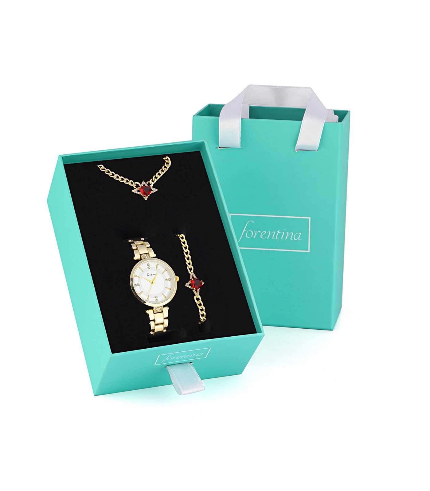 Forentina Yıldız Modeli Kolye Bileklik Saat Hediye Set PS2728
