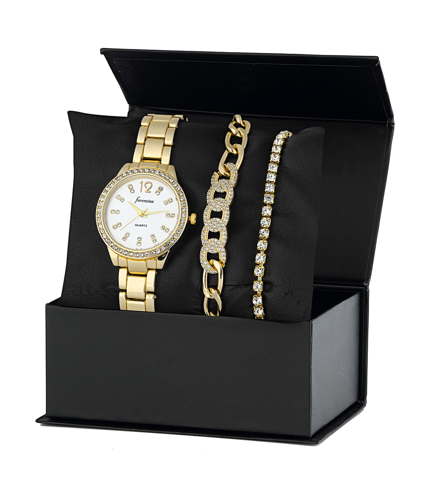 Forentina Bayan Metal Kol Saati Zirkon Bileklik Kombin PS2739