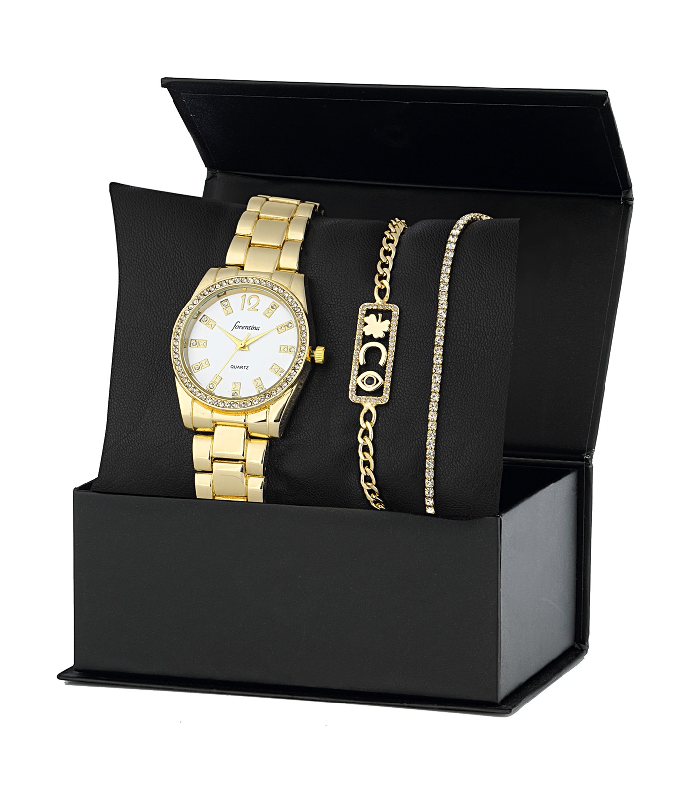 Forentina Bayan Metal Kol Saati Zİrkon Bileklik Kombin Set PS2742