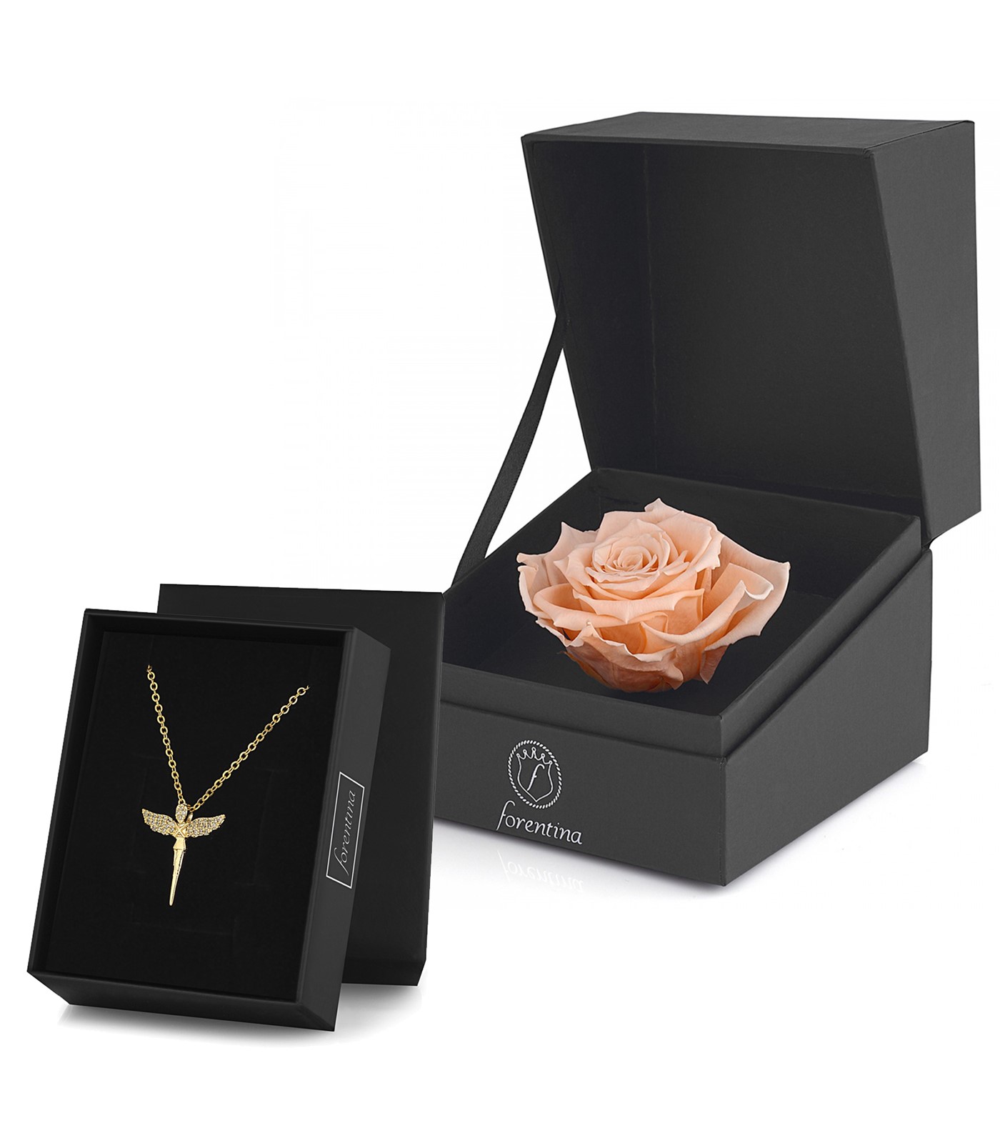Forentina Altın Kaplama Melek Kolye & Rose Solmayan Gül Hediye Set PS2757