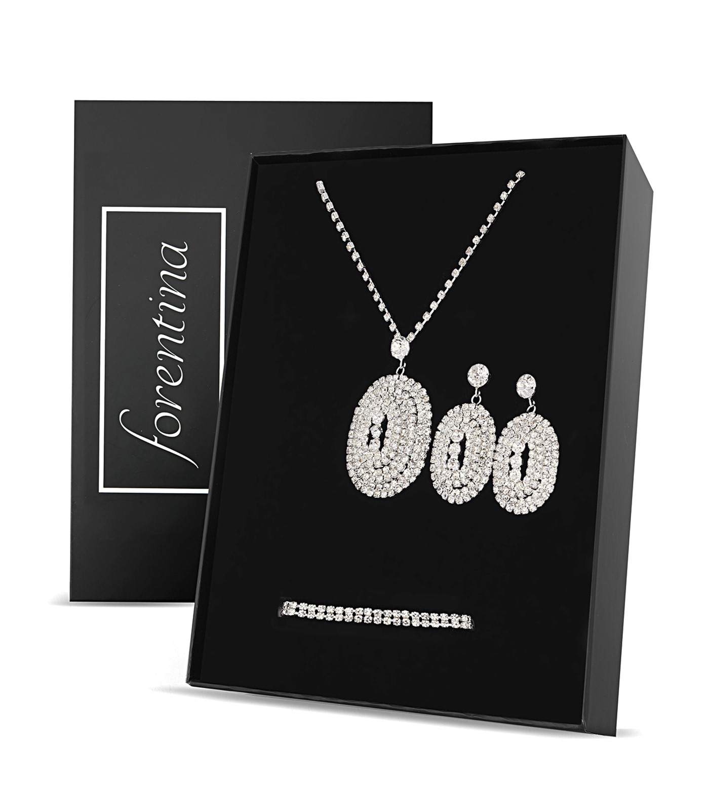 Forentina Gümüş Kaplama Kolye Küpe Bileklik Takı Seti PS2766