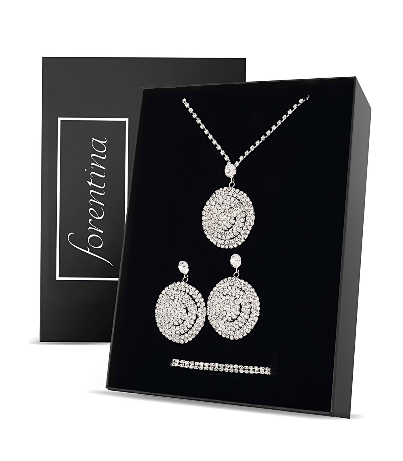 Forentina Gümüş Kaplama Kolye Küpe Bileklik Takı Seti PS2767