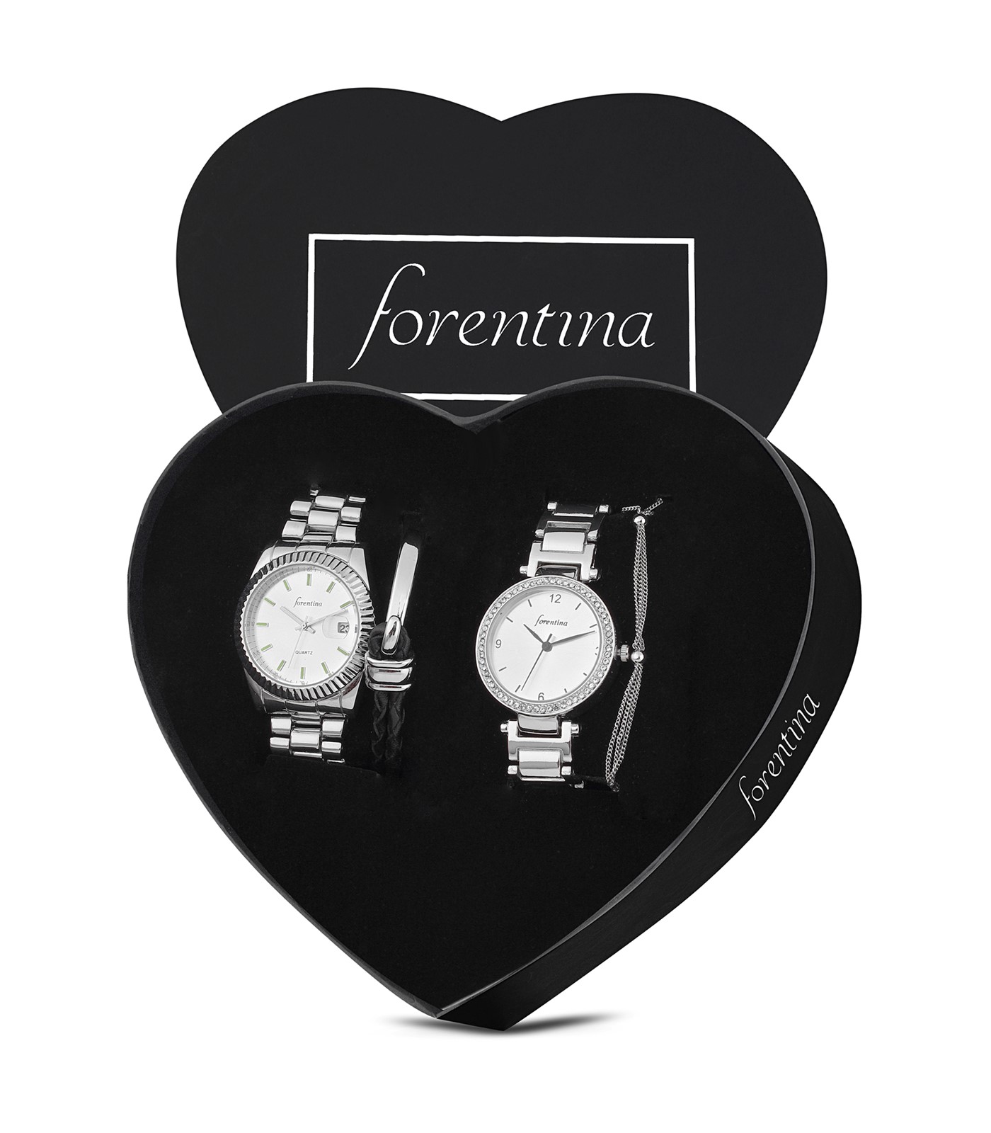 Forentina Çift Saatleri - Sevgili Kadın Erkek Metal Kol Saati Bileklik Kombin PS2781