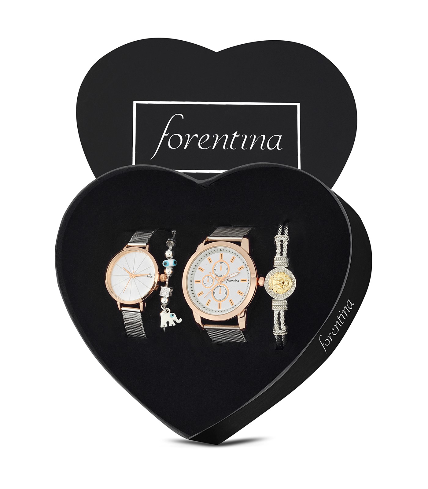 Forentina Çift Saatleri - Sevgili Kadın Erkek Metal Kol Saati Bileklik Kombin PS2782