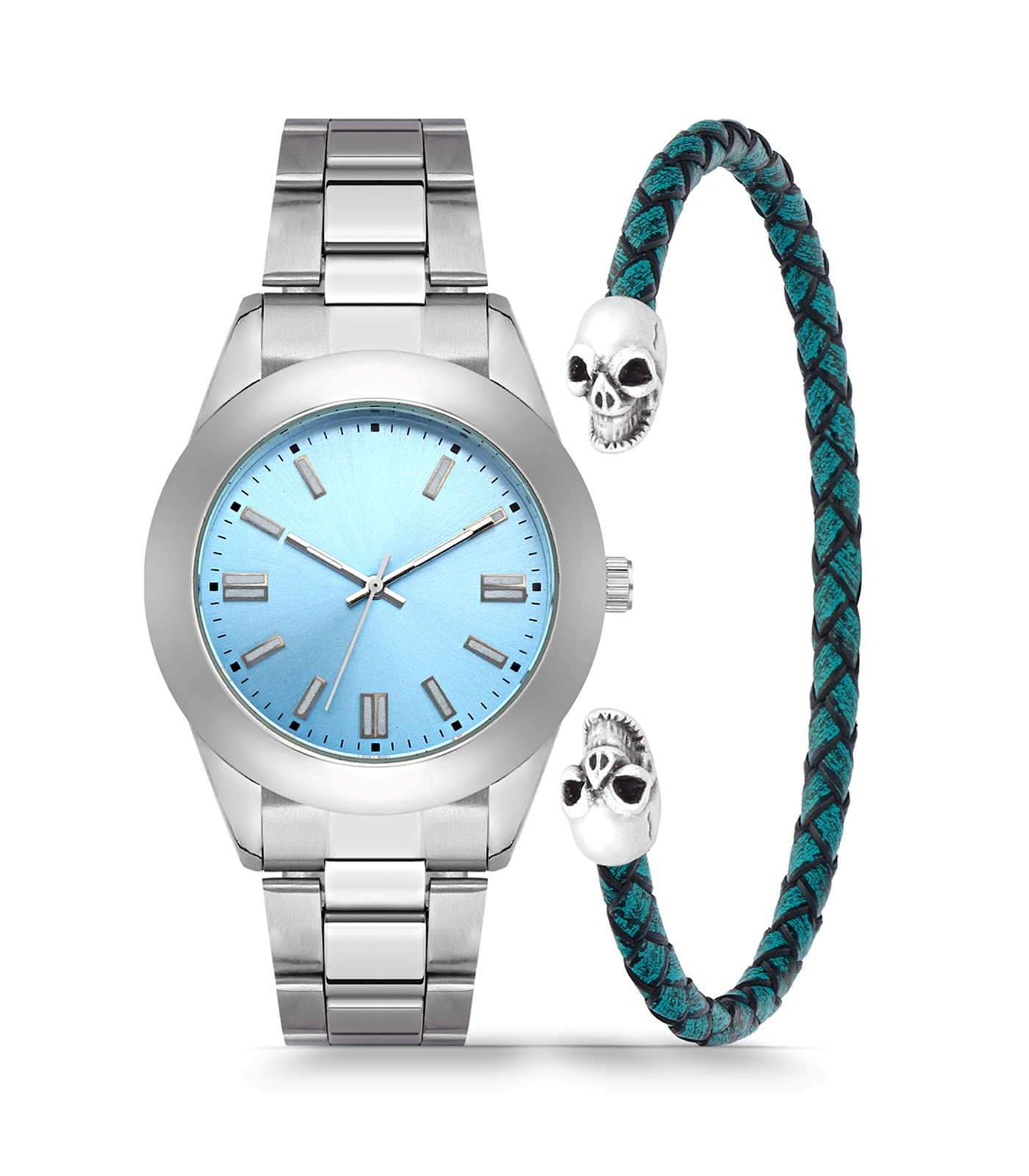 Forentina Erkek Metal Kol Saati Bileklik Kombin Set PS2813