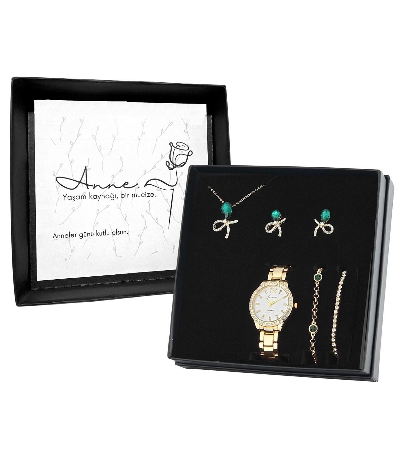 Forentina Kadın Metal Kol Saati- Kurdela Modeli Set - Anneler Günü Hediye PS2874