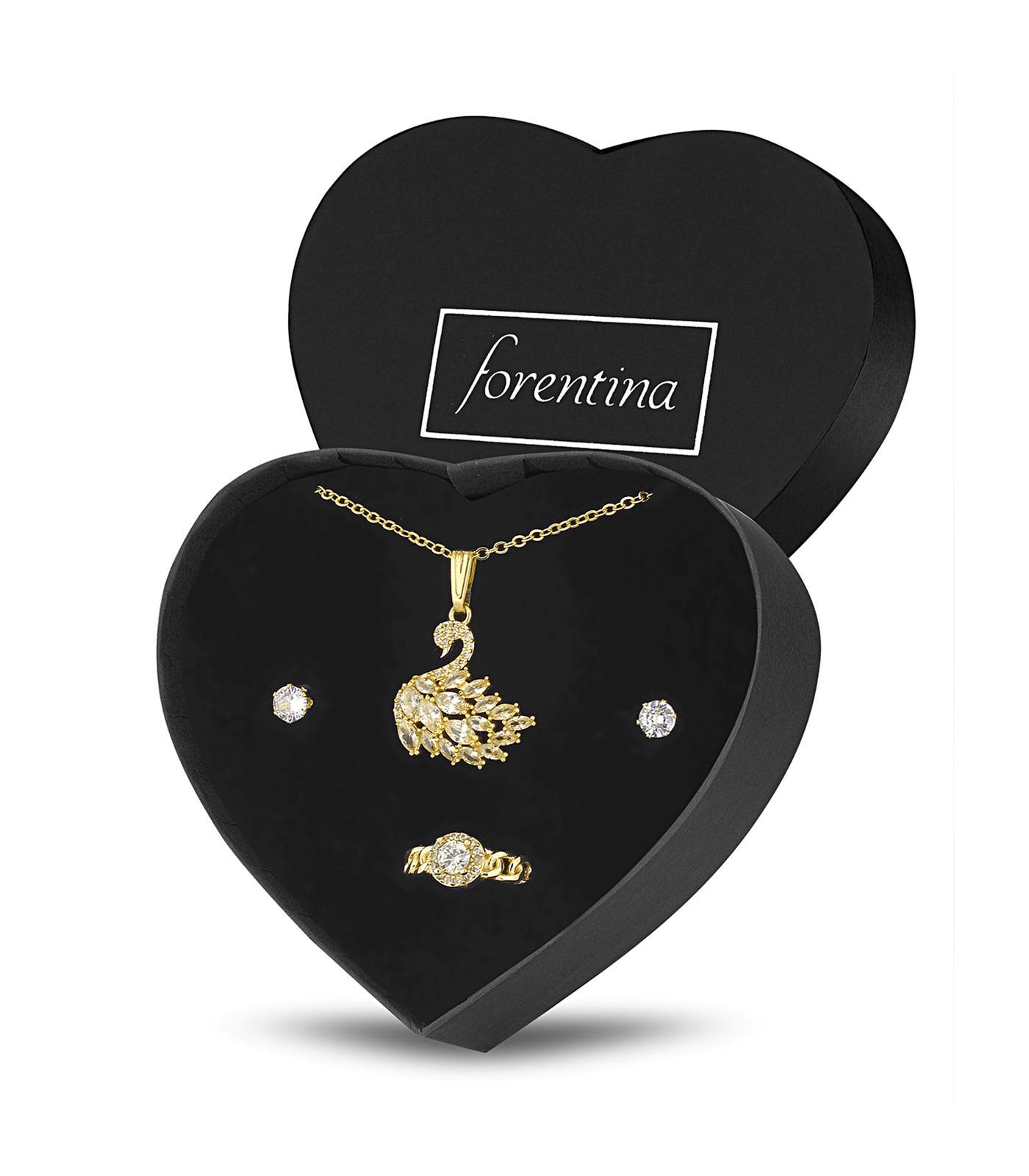 Forentina Kuğu Kolye Küpe Yüzük Takı Seti PS2921