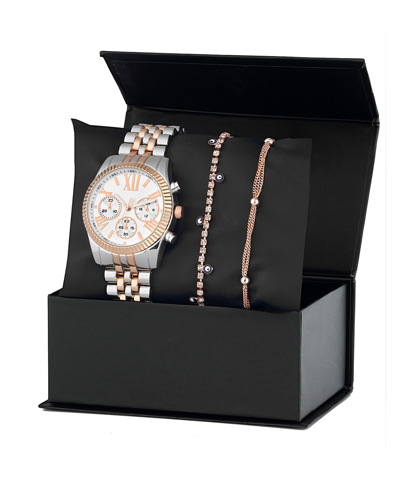 Forentina Kadın Gri Metal Kol Saati - Bileklik Kombin Set PS2930