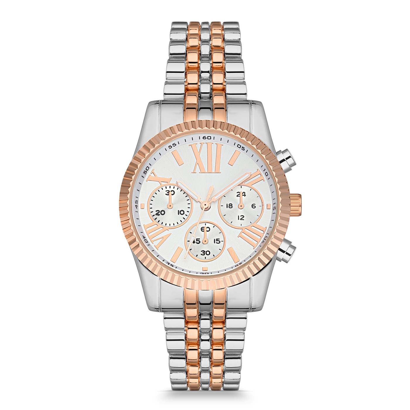 Forentina Kadın Gri Metal Kol Saati - Bileklik Kombin Set PS2930