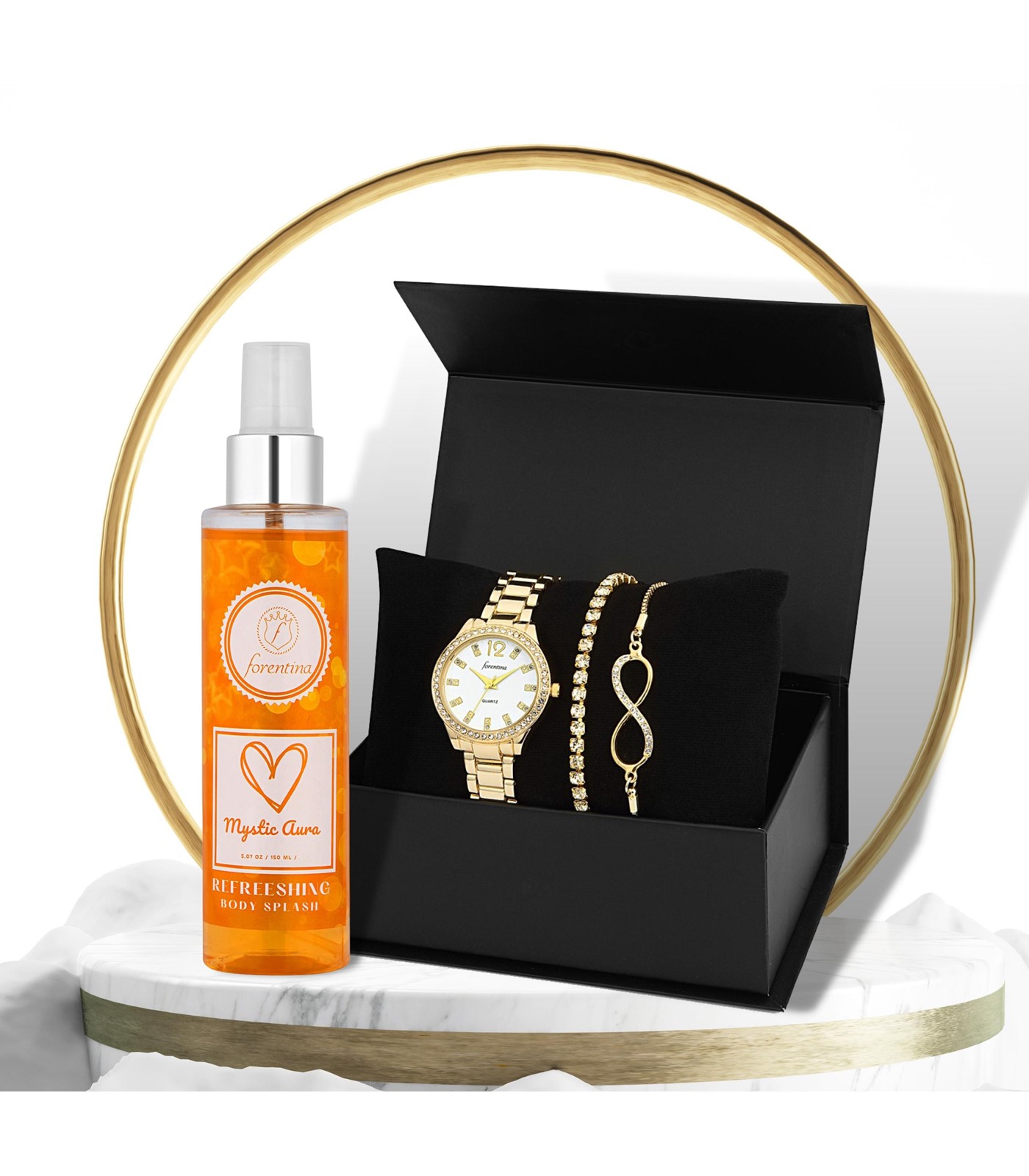 Forentina Kadın Metal Kol Saati Sonsuzluk Bileklik - Body Mist Hediye PS2936