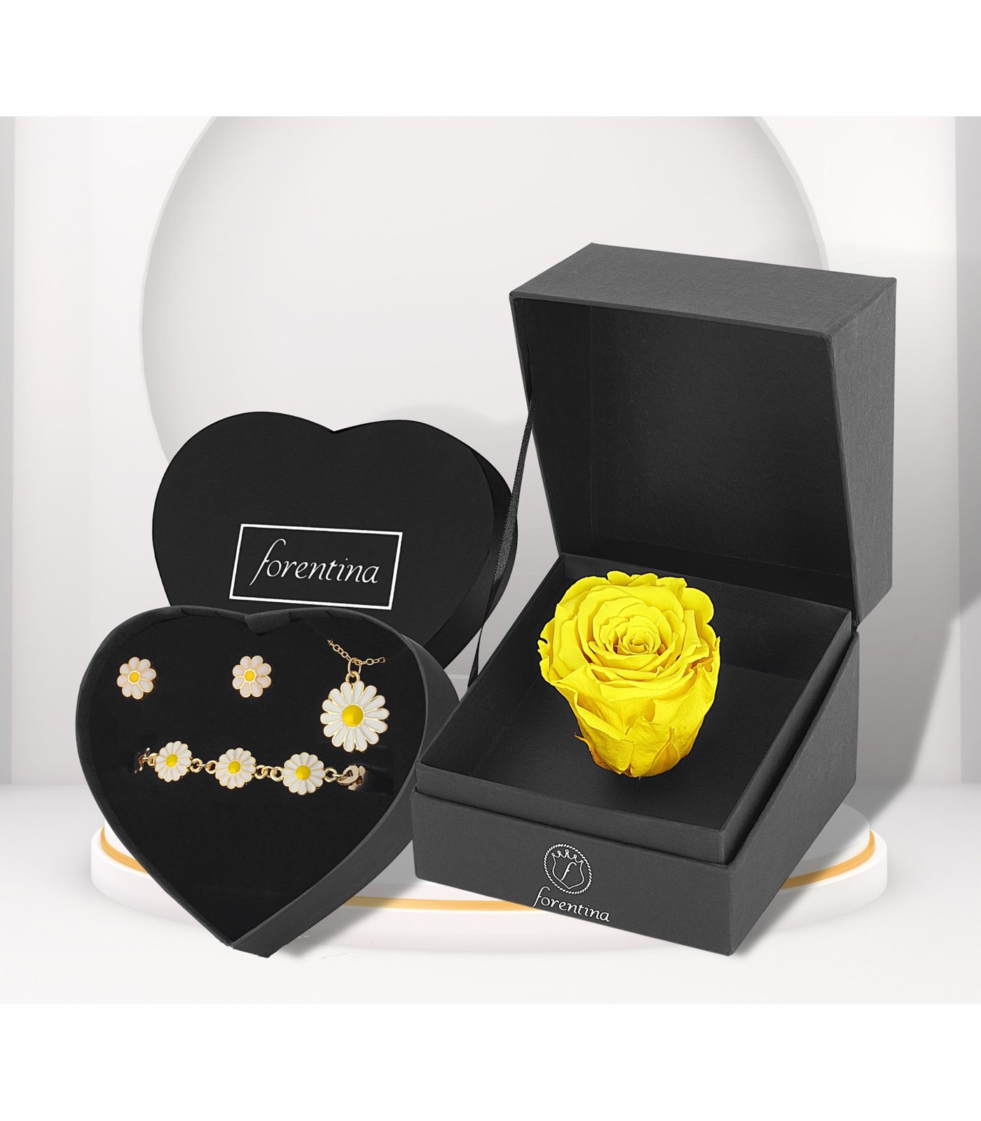Forentina Papatya Takı Seti - Sarı Solmayan Gül Hediye Set PS2950