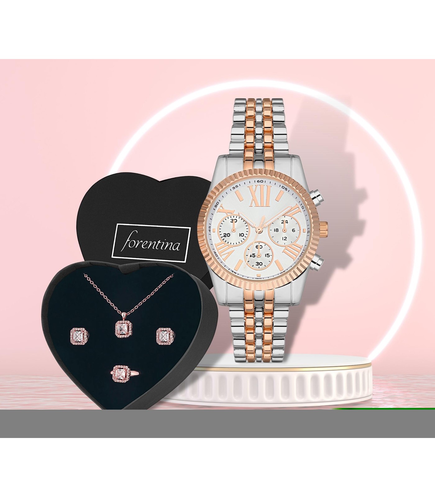 Forentina Rose Tektaş Takı - Saat Hediye Set PS2962