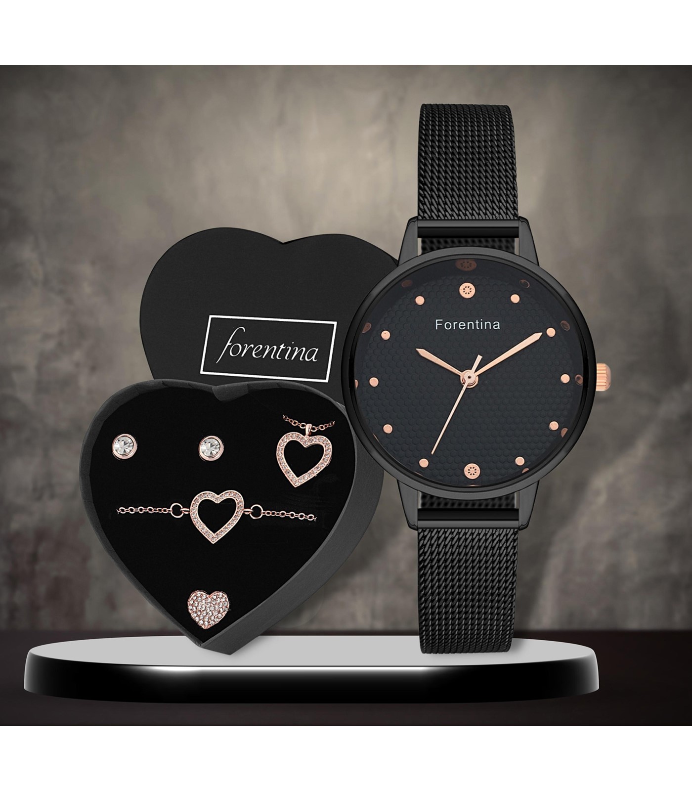 Forentina Rose Kalpli Takı Seti Kol Saati Hediye Set PS2969