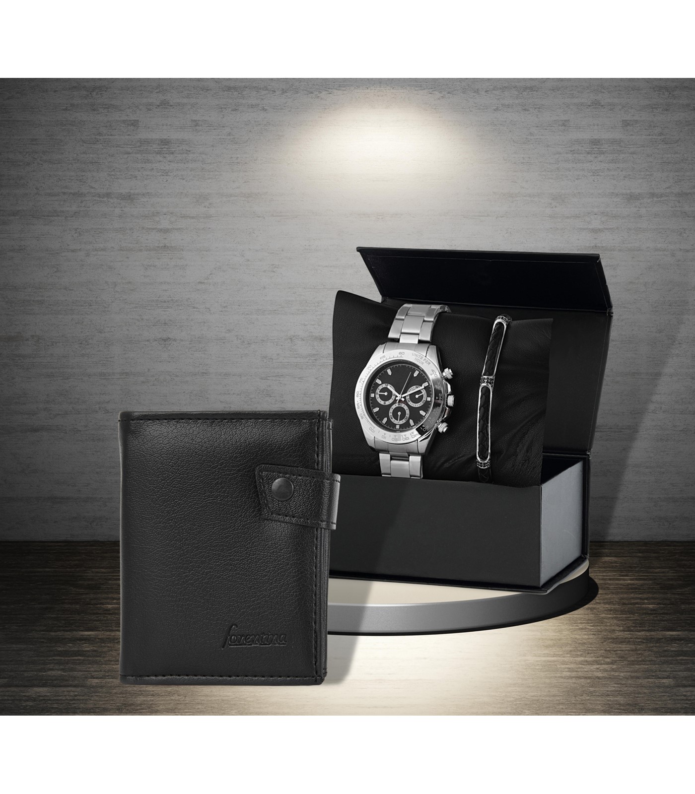 Forentina Erkek Metal Saat Bileklik&Cüzdan Hediye Set PS3014