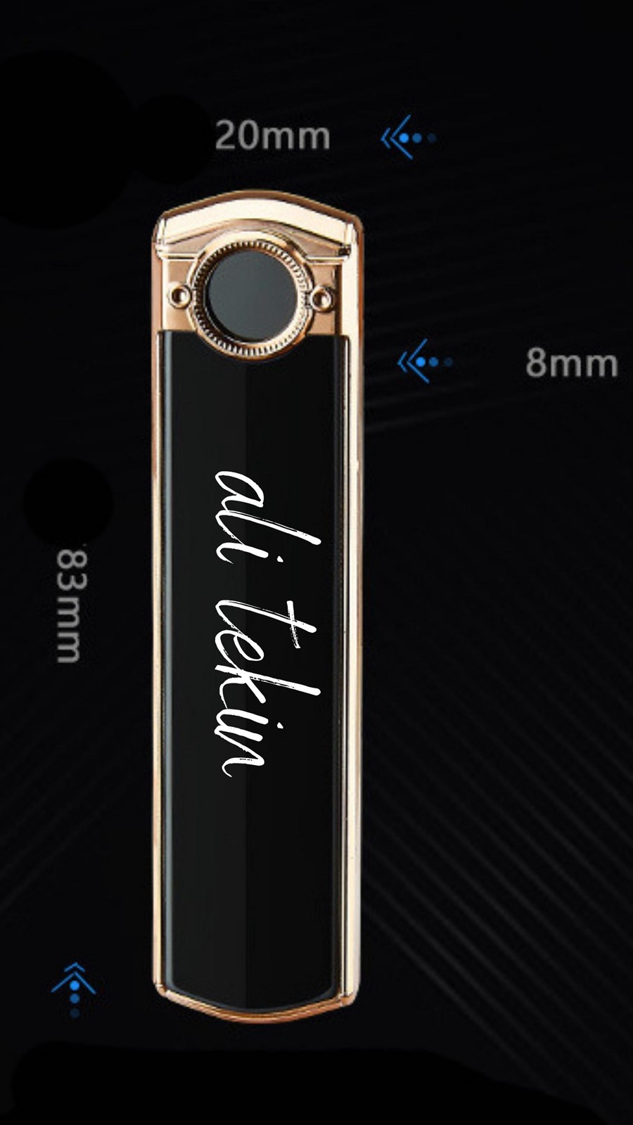 Forentina Erkek Metal Kol Saati & Kişiye Özel USB Şarjlı Çakmak PS3054