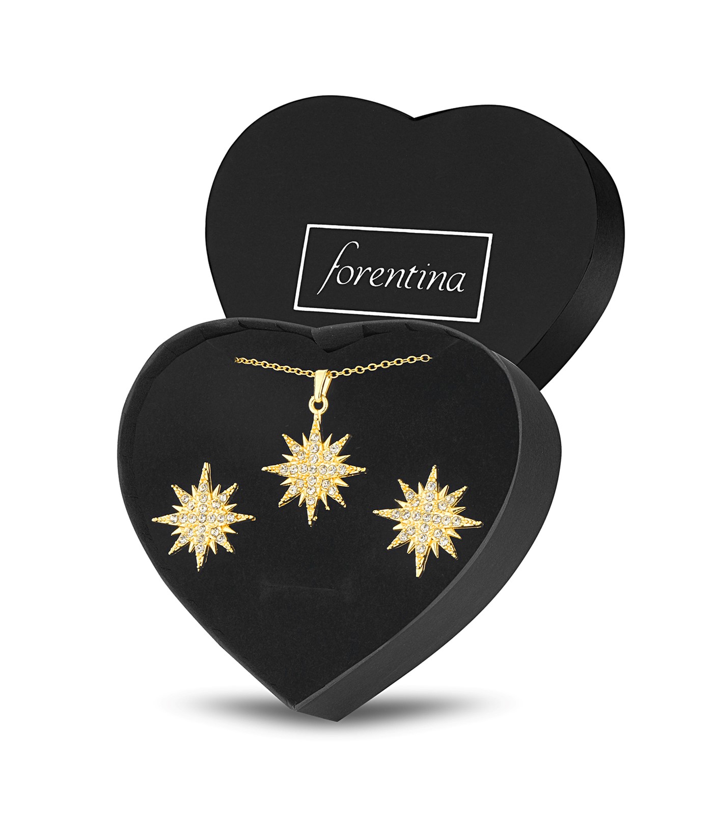 Forentina Altın Kaplama Kutup Yıldızı Kolye Küpe Takı Seti PS3104