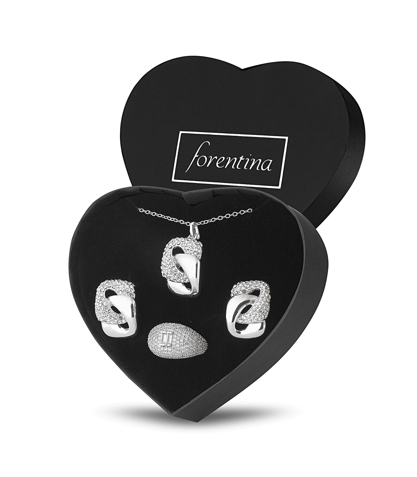 Forentina Gümüş Kaplama Kolye Küpe Yüzük Takı Seti PS3107