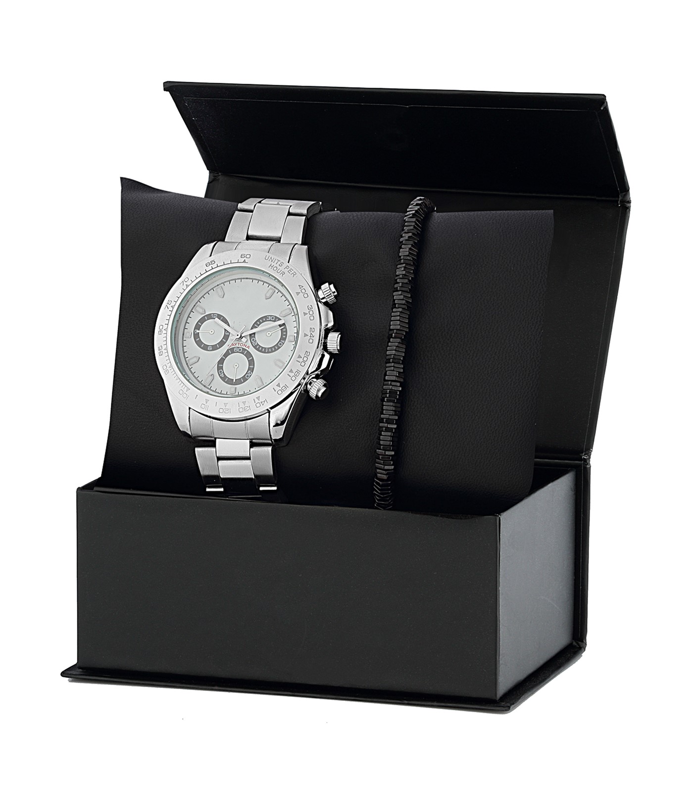 Forentina Erkek Gri Metal Kol Saati Bileklik Kombin Set PS3156