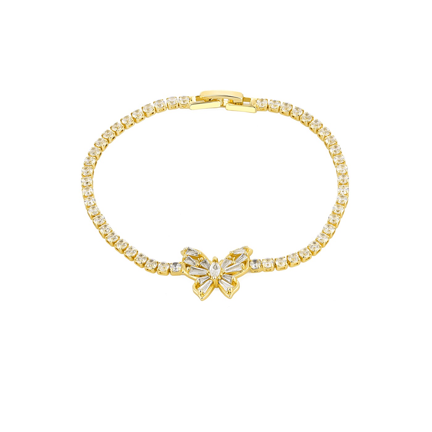 Forentina Gold Renk Kelebek Kolye Küpe Bileklik Saat Hediye Set PS3240