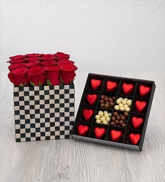 hediye çiçek kutuda çiçek makaronlu çiçek draje çikolata