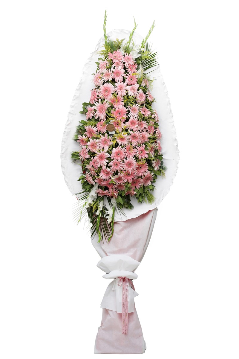 Naturel Pembe Tek Katlı Çelenk