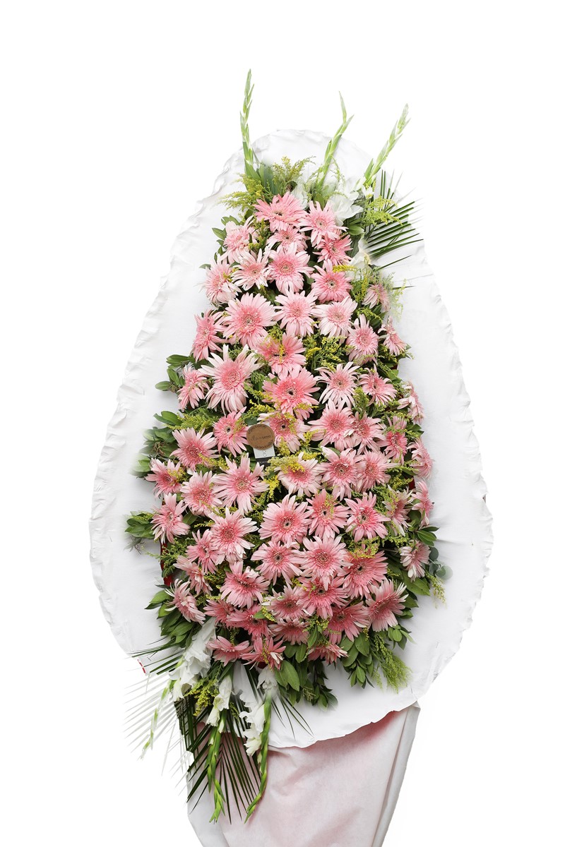Naturel Pembe Tek Katlı Çelenk