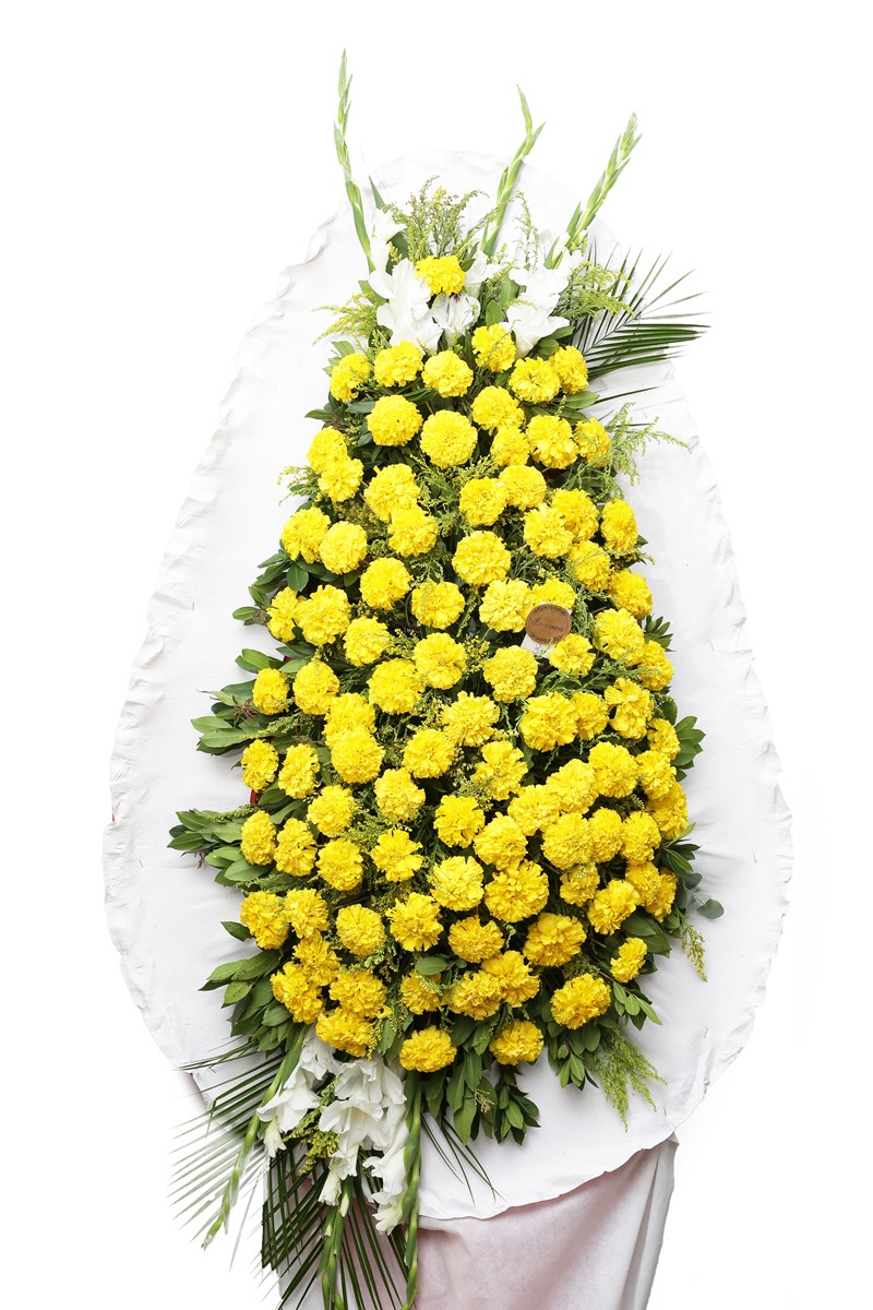 Sarı Cinya Çiçekli Çelenk