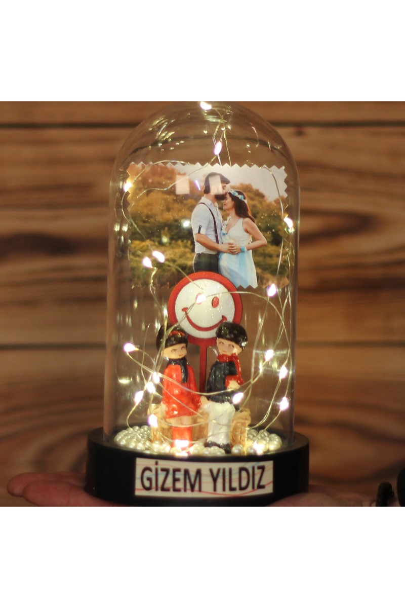 Kişiye Özel Fotoğraflı Teraryum Ters Fanus Sonsuz Aşkımız