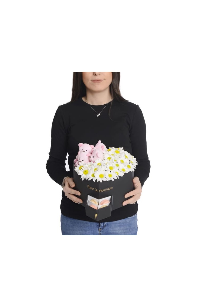Kalp Kutuda Papatyalar Peluş Ayıcıklar Ve Makaronlar