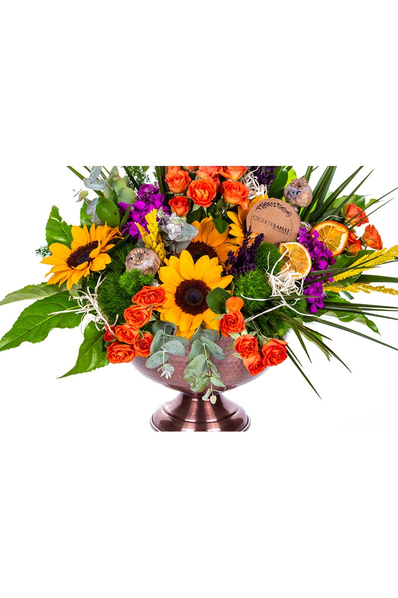 Colorful Flowers İn Copper - 2