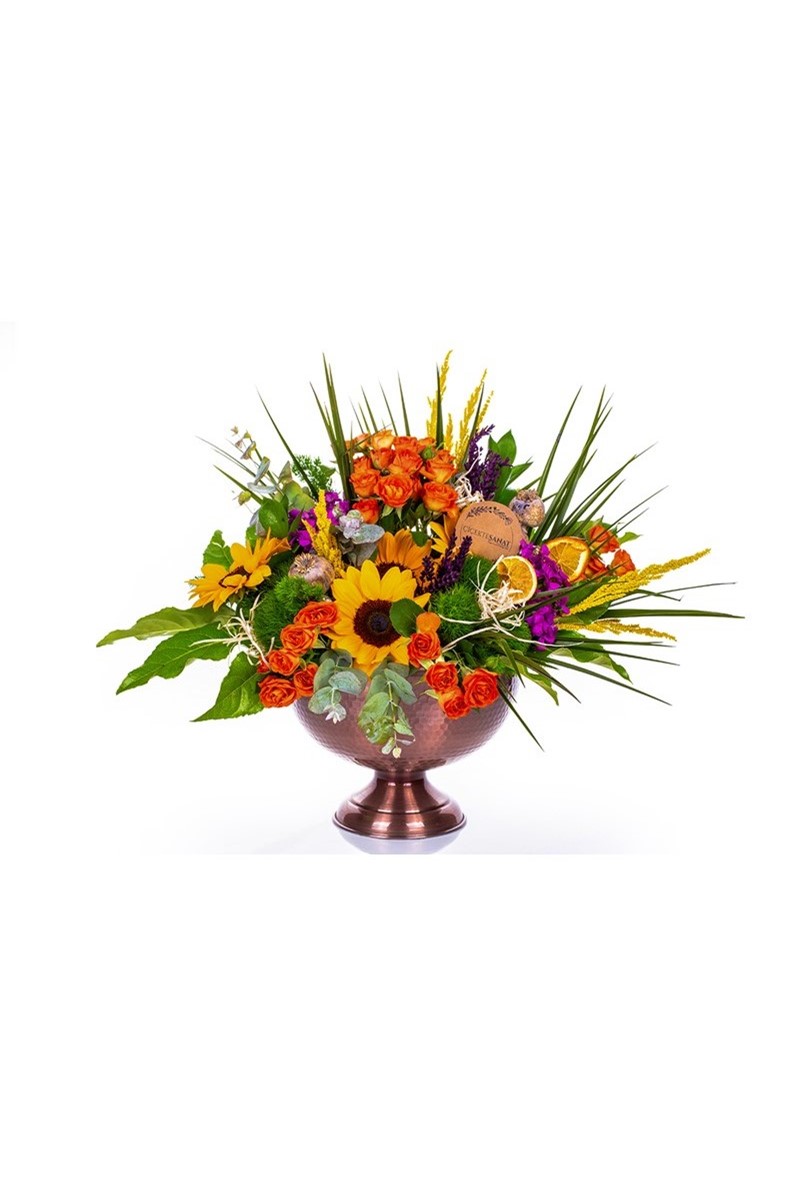 Colorful Flowers İn Copper - 1
