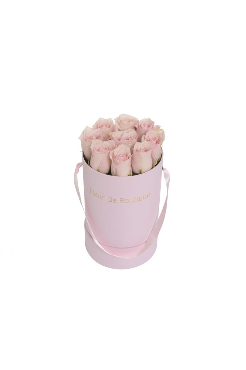 Orta Boy Pembe Silindir Kutuda Pembe Güller