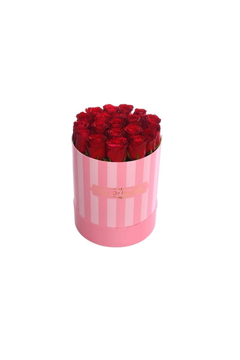 Pembe Silindir Kutuda Kırmızı Güller